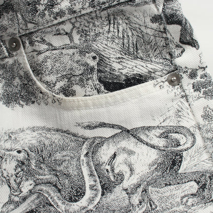 Toile de Jouy ショート デニムパンツ コットン ホワイト ブラック クリスチャンディオール