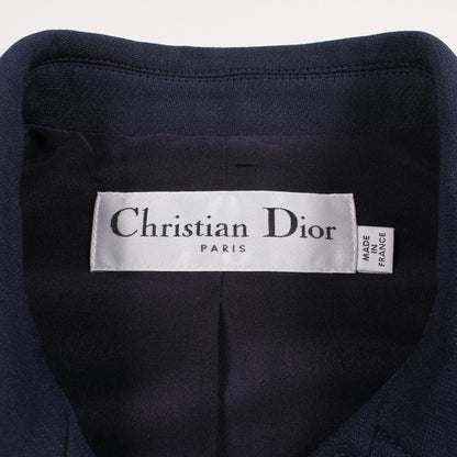 ロングジレ ノースリーブ コート ウール シルク ネイビー クリスチャンディオール アウター Christian Dior