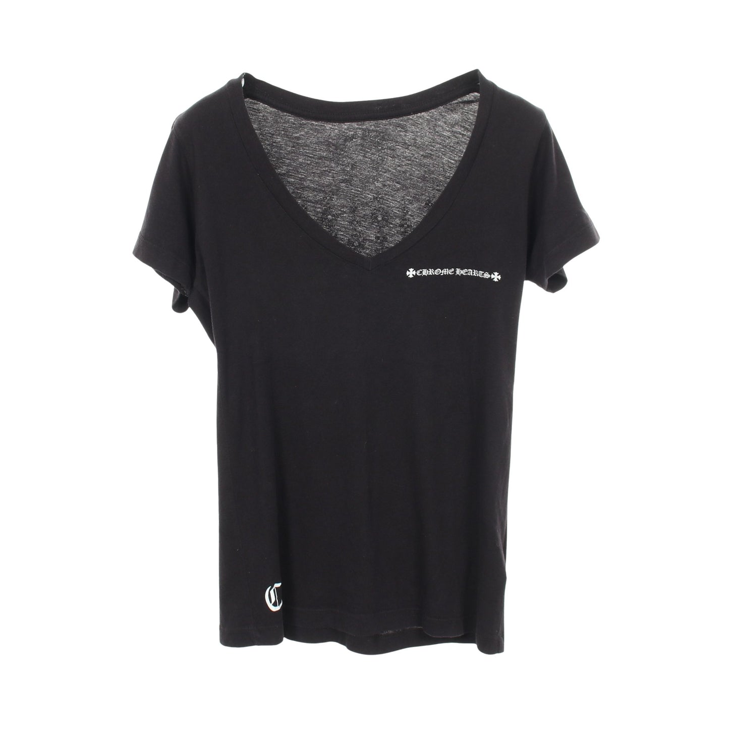 CHプラス バックプリント Vネック 半袖Tシャツ コットン ブラック クロムハーツ トップス Chrome Hearts