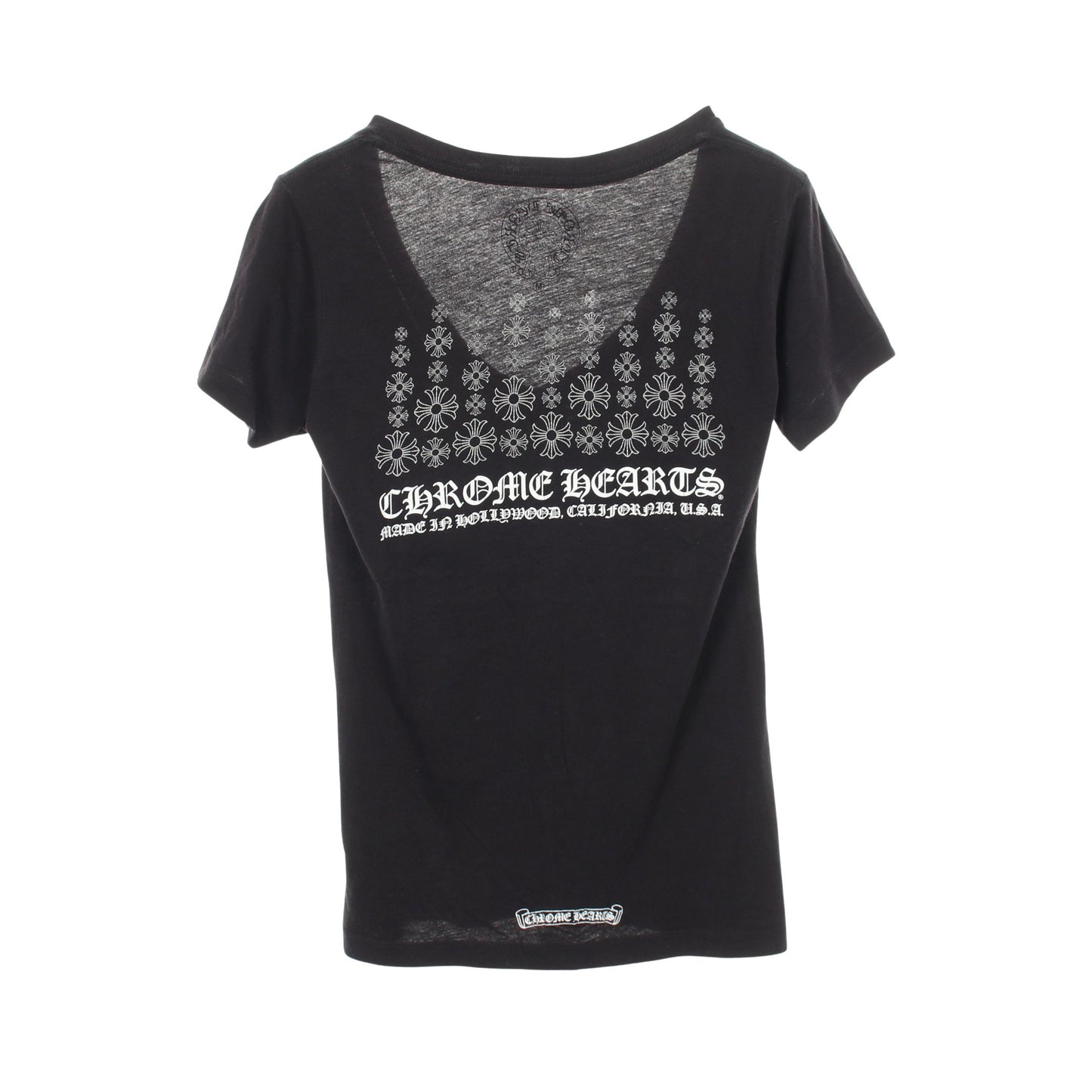 CHプラス バックプリント Vネック 半袖Tシャツ コットン ブラック クロムハーツ トップス Chrome Hearts