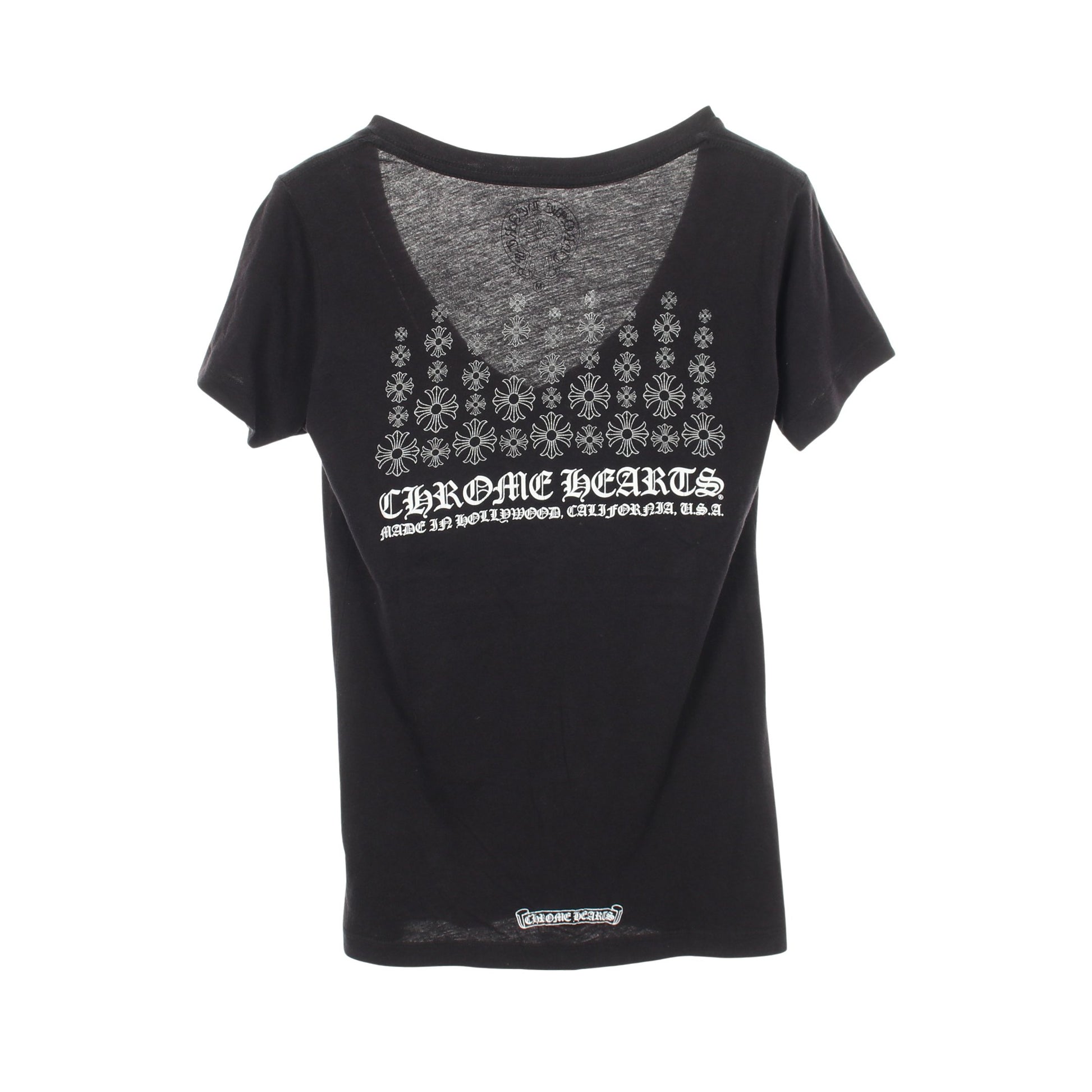 CHプラス バックプリント Vネック 半袖Tシャツ コットン ブラック クロムハーツ トップス Chrome Hearts