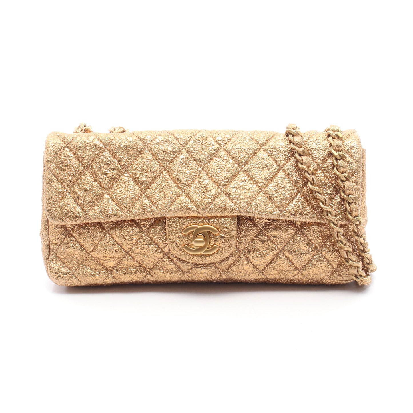 マトラッセ メタリック Wチェーンショルダーバッグ レザー ゴールド ゴールド金具 シャネル バッグ CHANEL