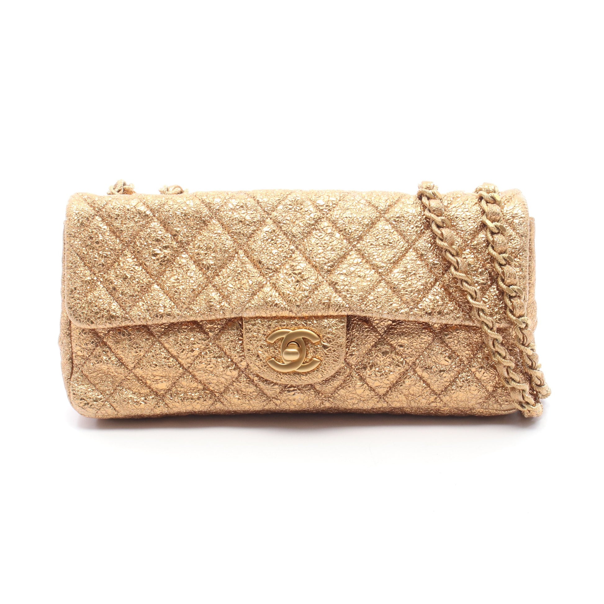 マトラッセ メタリック Wチェーンショルダーバッグ レザー ゴールド ゴールド金具 シャネル バッグ CHANEL