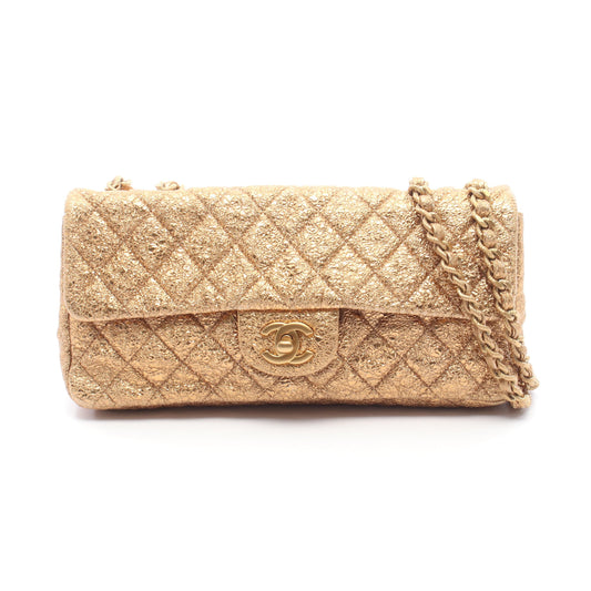 マトラッセ メタリック Wチェーンショルダーバッグ レザー ゴールド ゴールド金具 シャネル バッグ CHANEL