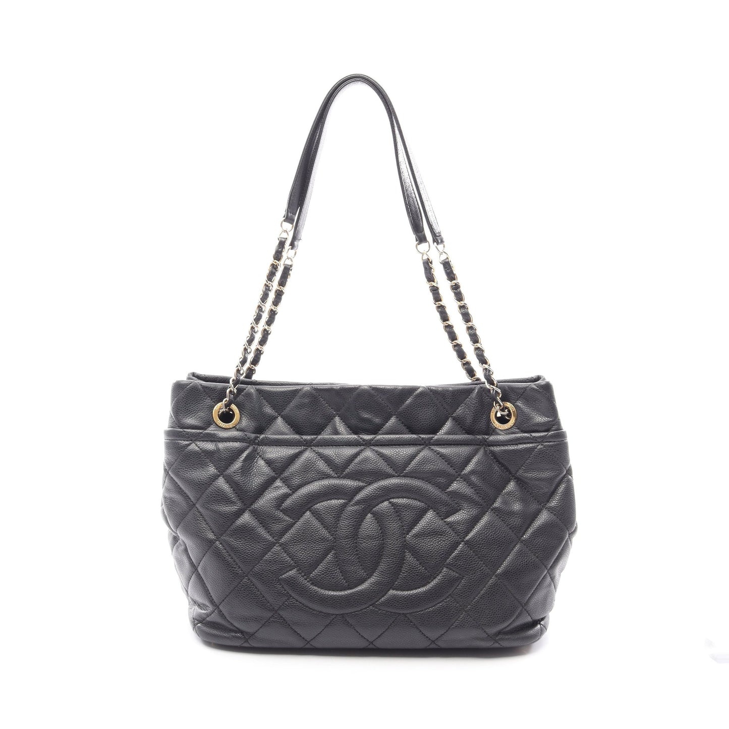 マトラッセ チェーンショルダーバッグ チェーントートバッグ キャビアスキン ブラック ゴールド金具 シャネル バッグ CHANEL