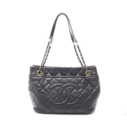 マトラッセ チェーンショルダーバッグ チェーントートバッグ キャビアスキン ブラック ゴールド金具 シャネル バッグ CHANEL