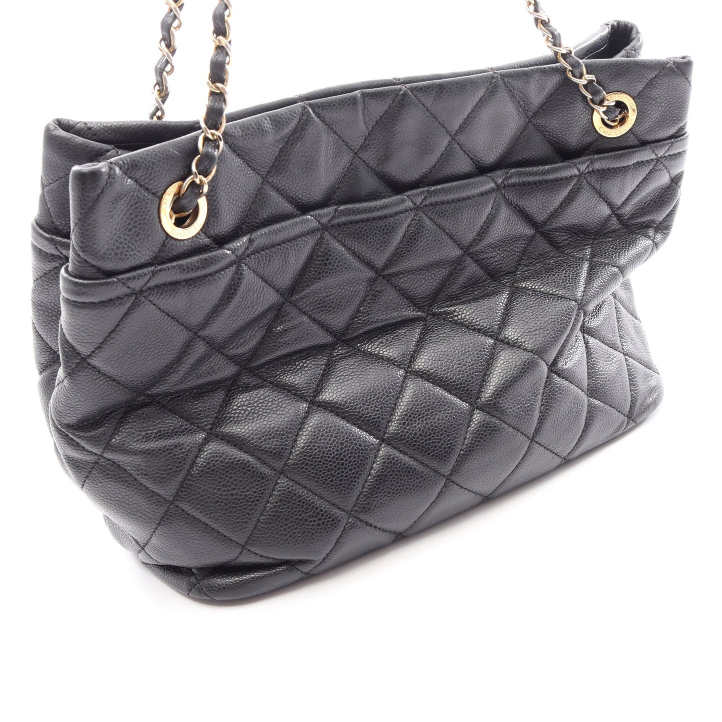 マトラッセ チェーンショルダーバッグ チェーントートバッグ キャビアスキン ブラック ゴールド金具 シャネル バッグ CHANEL