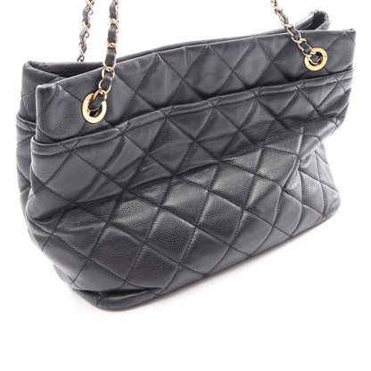 マトラッセ チェーンショルダーバッグ チェーントートバッグ キャビアスキン ブラック ゴールド金具 シャネル バッグ CHANEL