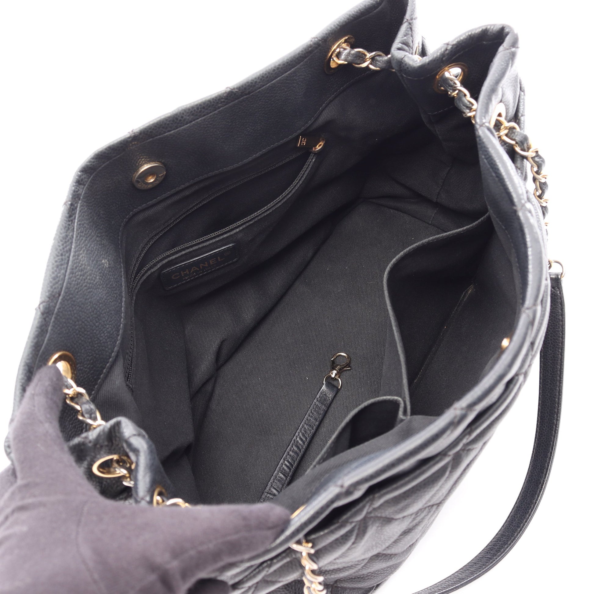 マトラッセ チェーンショルダーバッグ チェーントートバッグ キャビアスキン ブラック ゴールド金具 シャネル バッグ CHANEL