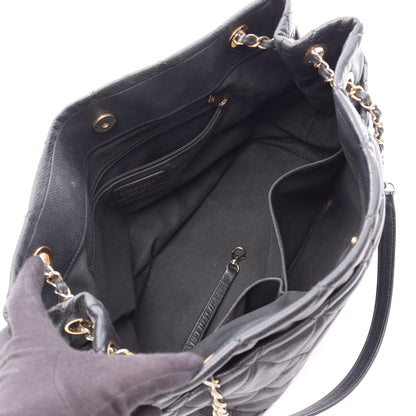 マトラッセ チェーンショルダーバッグ チェーントートバッグ キャビアスキン ブラック ゴールド金具 シャネル バッグ CHANEL