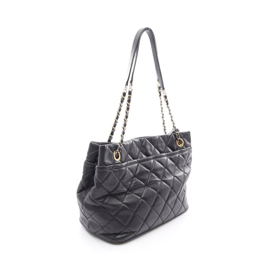 マトラッセ チェーンショルダーバッグ チェーントートバッグ キャビアスキン ブラック ゴールド金具 シャネル バッグ CHANEL