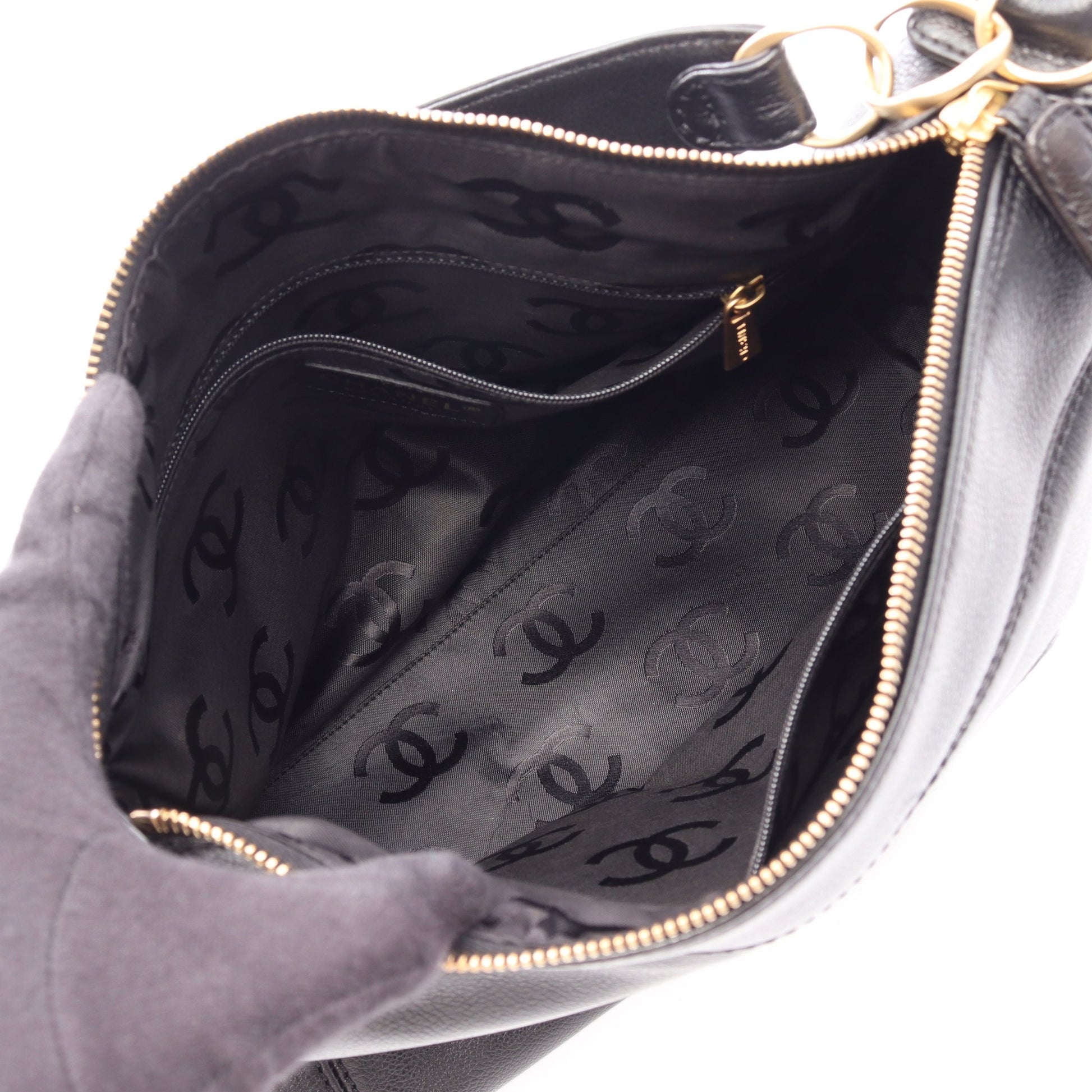 ココマーク ハンドバッグ キャビアスキン ブラック ゴールド金具 シャネル バッグ CHANEL
