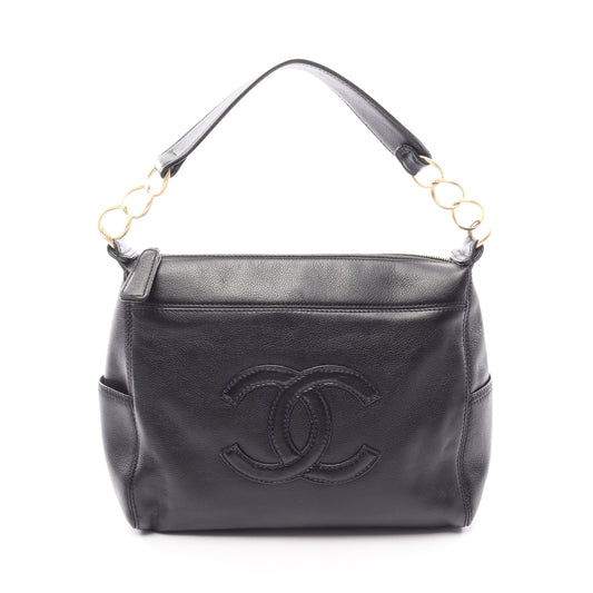 ココマーク ハンドバッグ キャビアスキン ブラック ゴールド金具 シャネル バッグ CHANEL