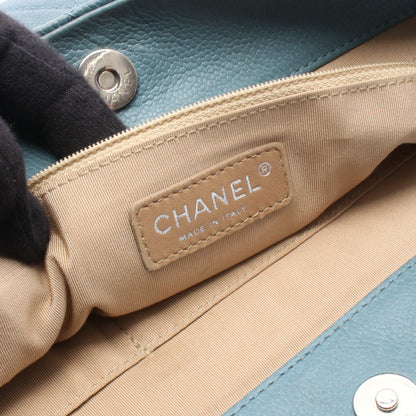 マトラッセ ココマーク チェーンショルダーバッグ ソフトキャビアスキン ブルー シルバー金具 シャネル バッグ CHANEL