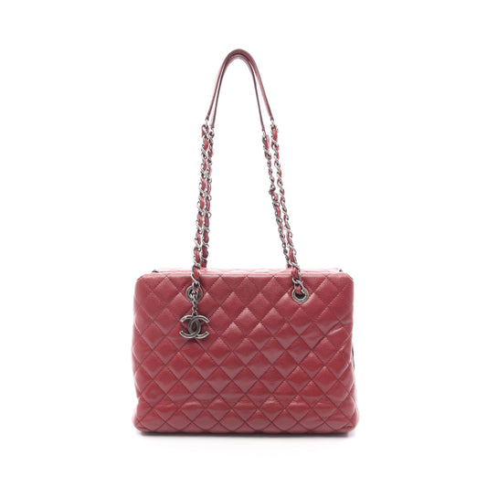 マトラッセ チェーンショルダーバッグ キャビアスキン ボルドー シルバー金具 シャネル バッグ CHANEL