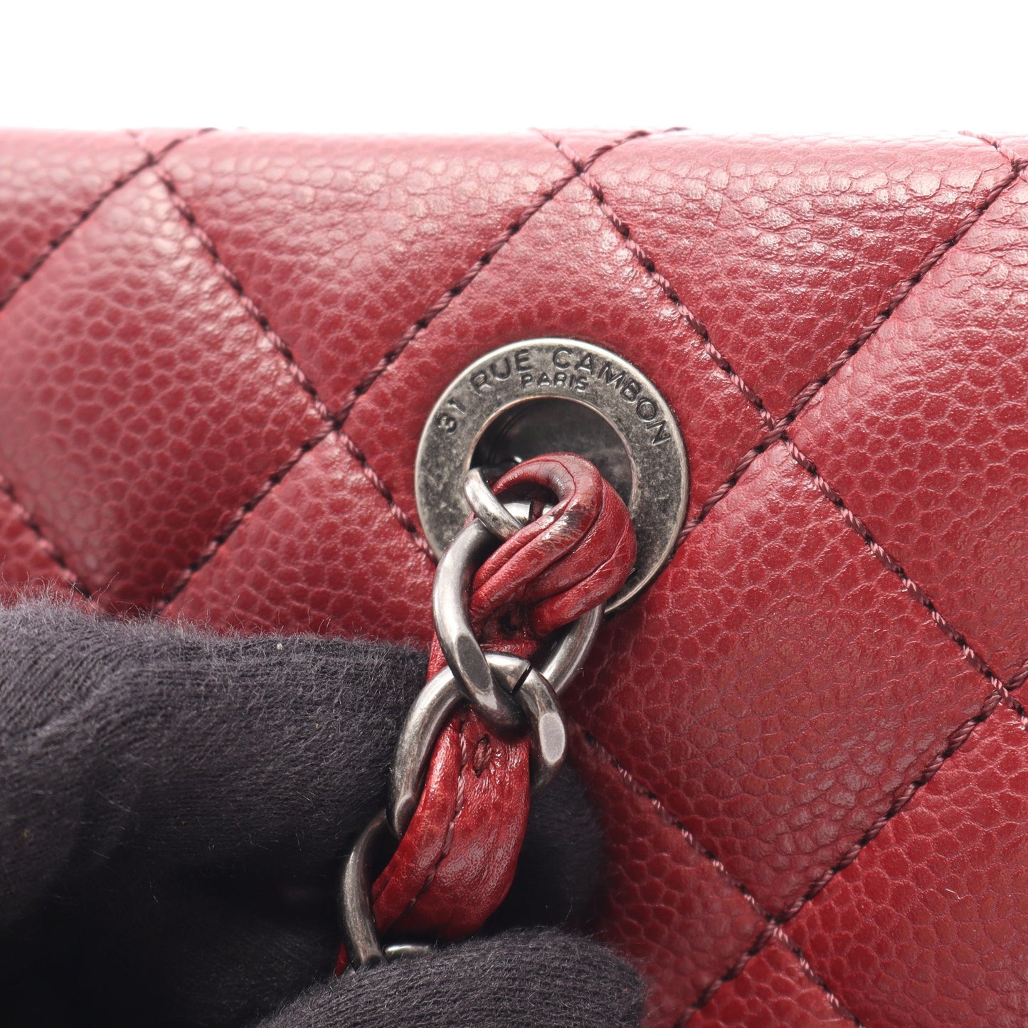マトラッセ チェーンショルダーバッグ キャビアスキン ボルドー シルバー金具 シャネル バッグ CHANEL