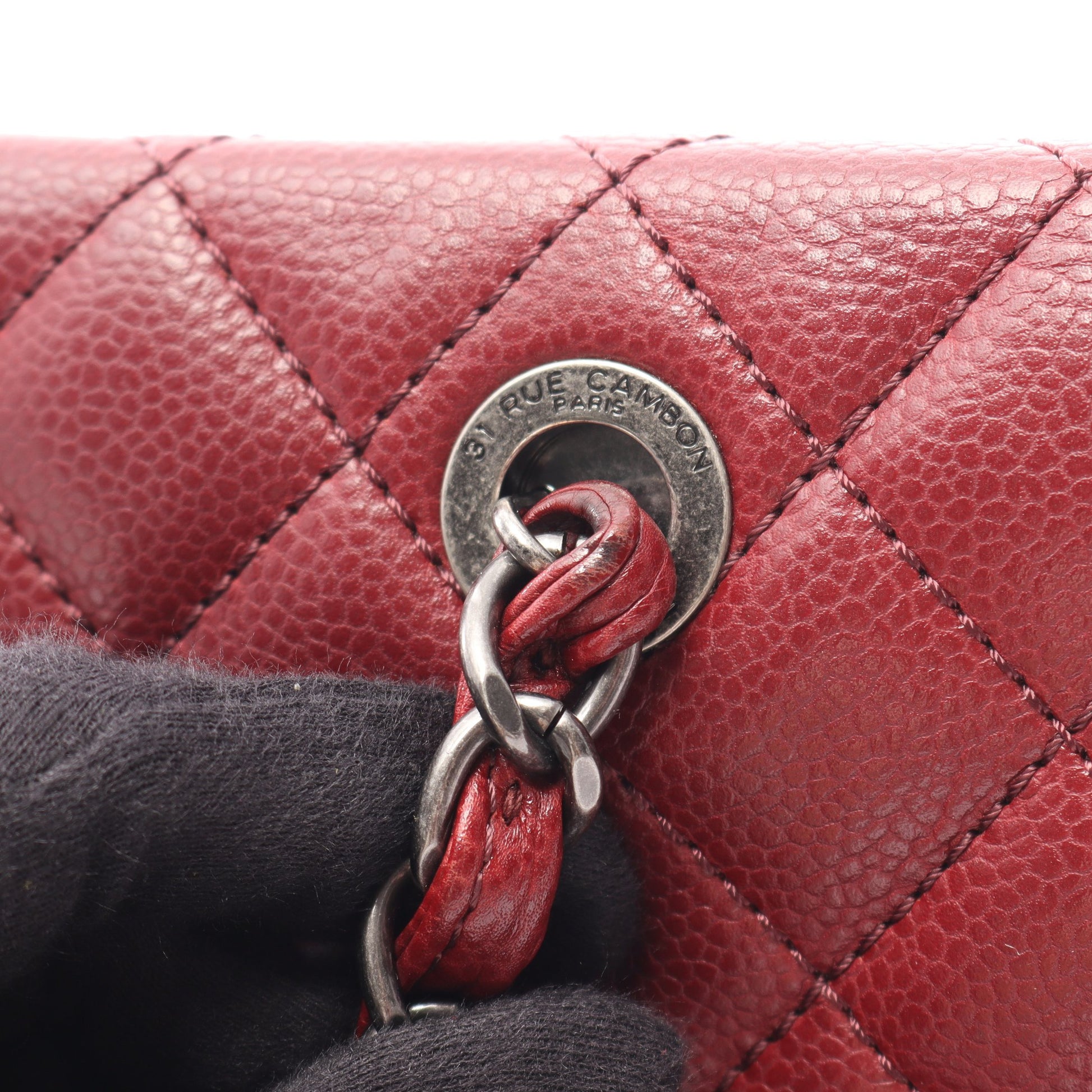 マトラッセ チェーンショルダーバッグ キャビアスキン ボルドー シルバー金具 シャネル バッグ CHANEL