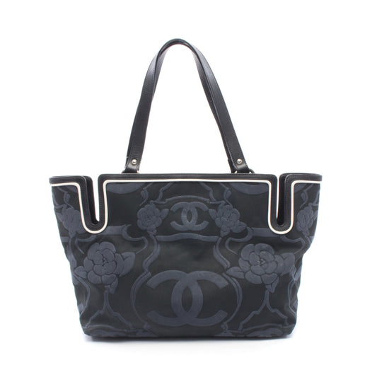 ココマーク カメリア ハンドバッグ トートバッグ キャンバス レザー ブラック グレー シルバー金具 シャネル バッグ CHANEL