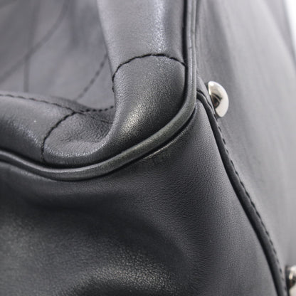 チョコバー ミニボストンバッグ ラムスキン ブラック シルバー金具 シャネル バッグ CHANEL