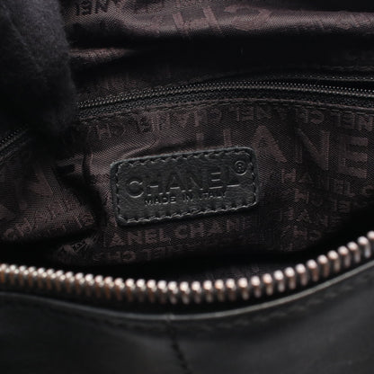チョコバー ミニボストンバッグ ラムスキン ブラック シルバー金具 シャネル バッグ CHANEL