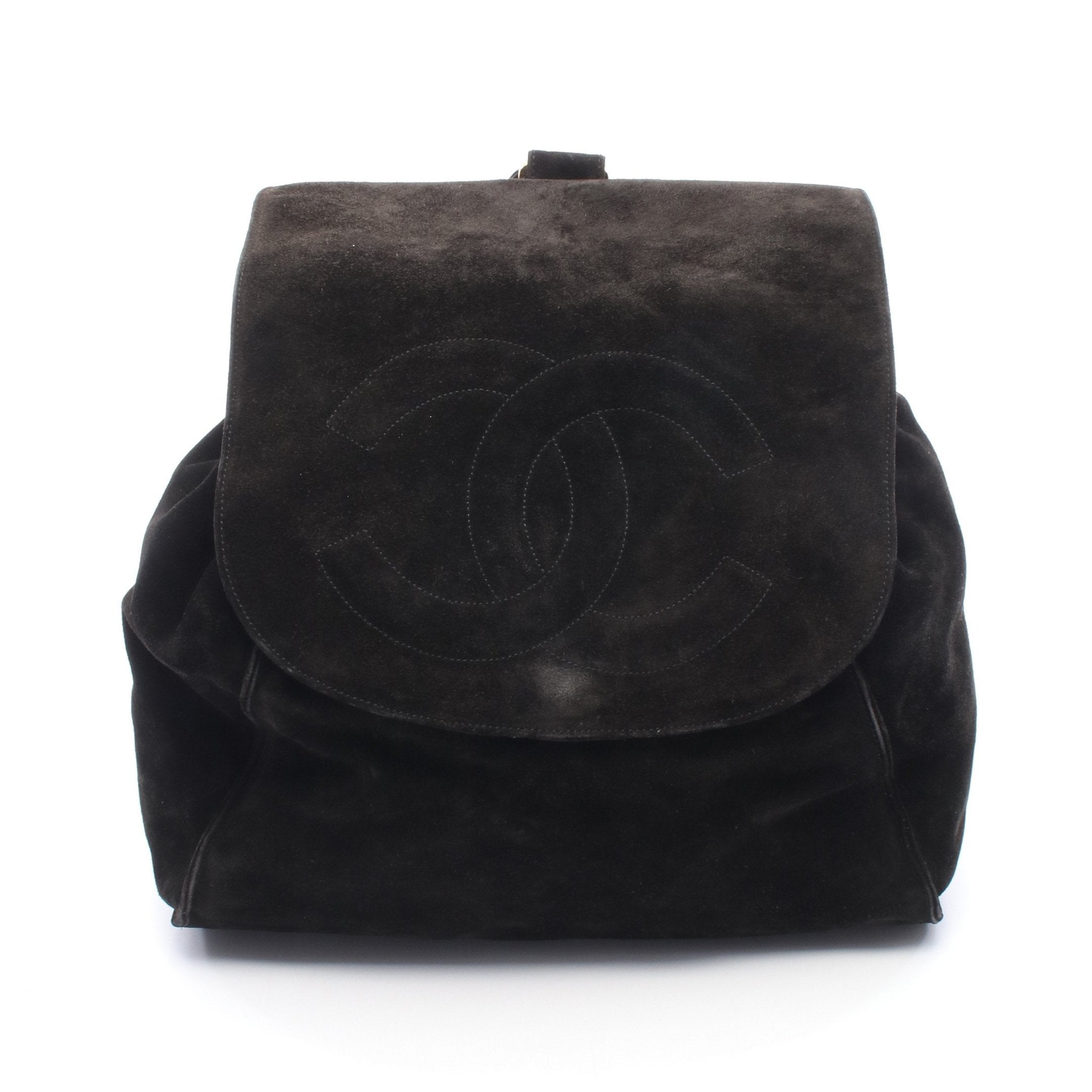 【良品】シャネル CHANEL リュック バックパック スエード ココマーク 黒 ココマーク バックパック リュックサック スエード レザー ブラック