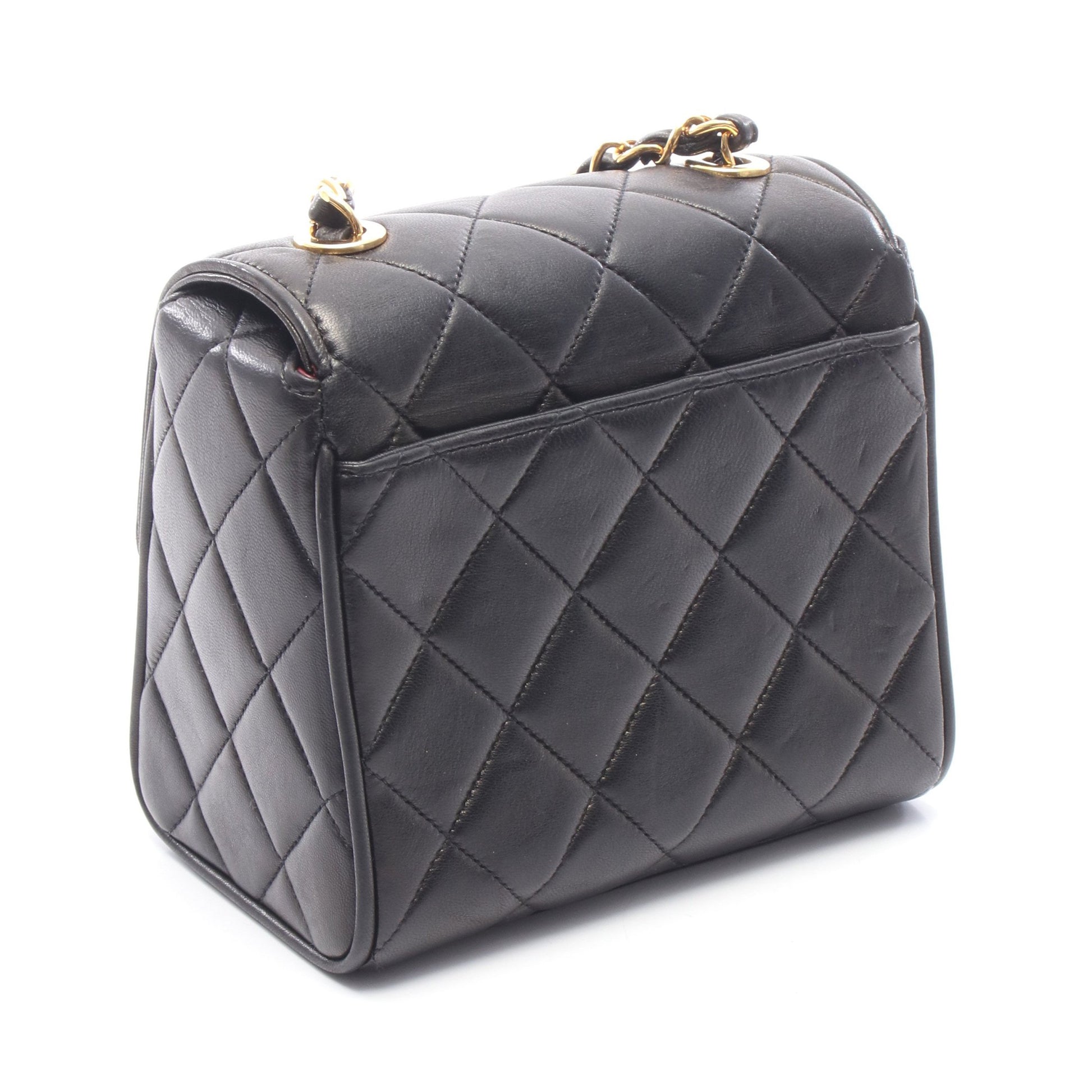 ミニマトラッセ チェーンショルダーバッグ ラムスキン ブラック ゴールド金具 シャネル バッグ CHANEL