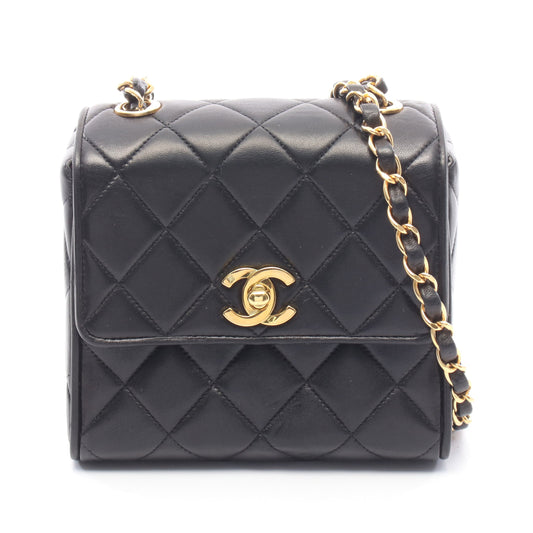 ミニマトラッセ チェーンショルダーバッグ ラムスキン ブラック ゴールド金具 シャネル バッグ CHANEL