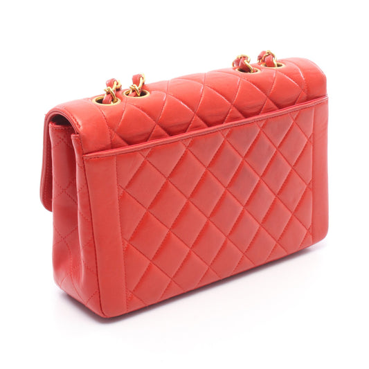 マトラッセ シングルフラップ チェーンショルダーバッグ ラムスキン レッド ゴールド金具 シャネル バッグ CHANEL