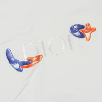 DIOR × KENNY SCHARF ロゴ刺繍 プルオーバーパーカー コットン ホワイト ディオール