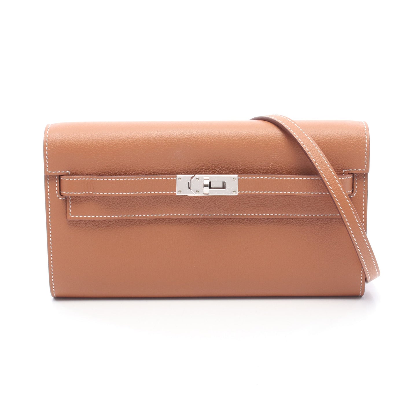 ケリートゥーゴー ゴールド ショルダーウォレット エバーカラー ブラウン シルバー金具 K刻印 エルメス バッグ HERMES