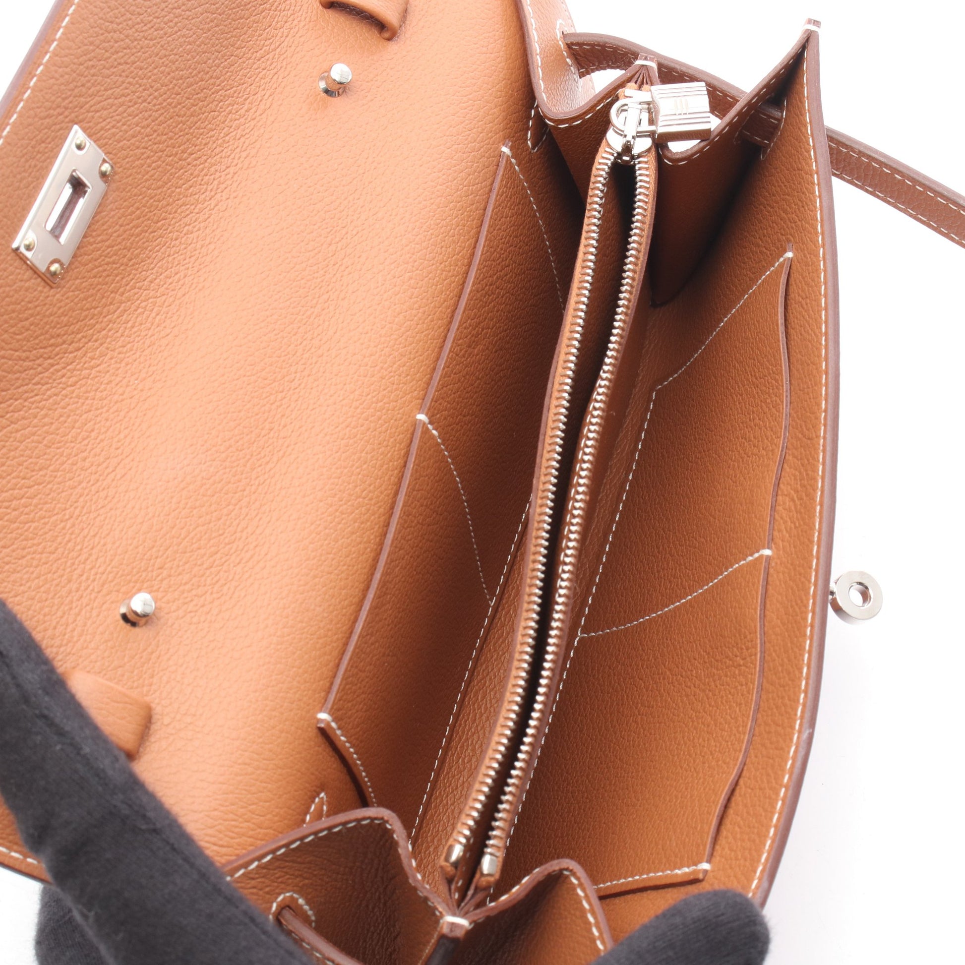 ケリートゥーゴー ゴールド ショルダーウォレット エバーカラー ブラウン シルバー金具 K刻印 エルメス バッグ HERMES