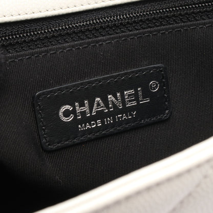 マトラッセ プラチェーン ショルダーバッグ キャビアスキン ホワイト シルバー金具 シャネル バッグ CHANEL