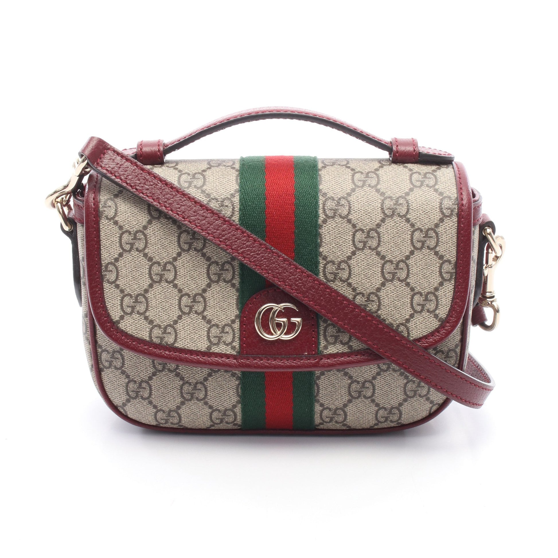 オフィディア スモール トップハンドルバッグ 2WAY ハンドバッグ PVC レザー ベージュ ブラウン ボルドー グッチ バッグ GUCCI