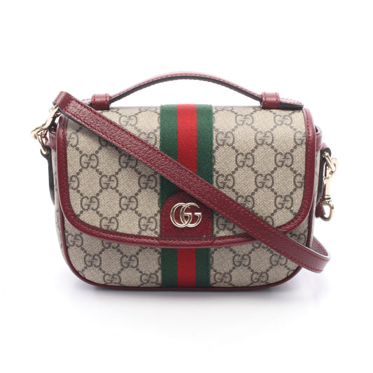 オフィディア スモール トップハンドルバッグ 2WAY ハンドバッグ PVC レザー ベージュ ブラウン ボルドー グッチ バッグ GUCCI