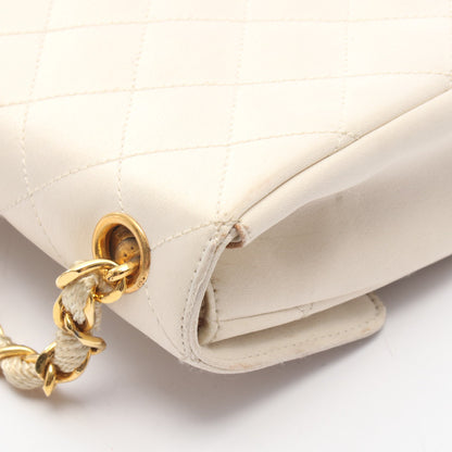 ミニマトラッセ チェーンショルダーバッグ サテン オフホワイト ゴールド金具 シャネル