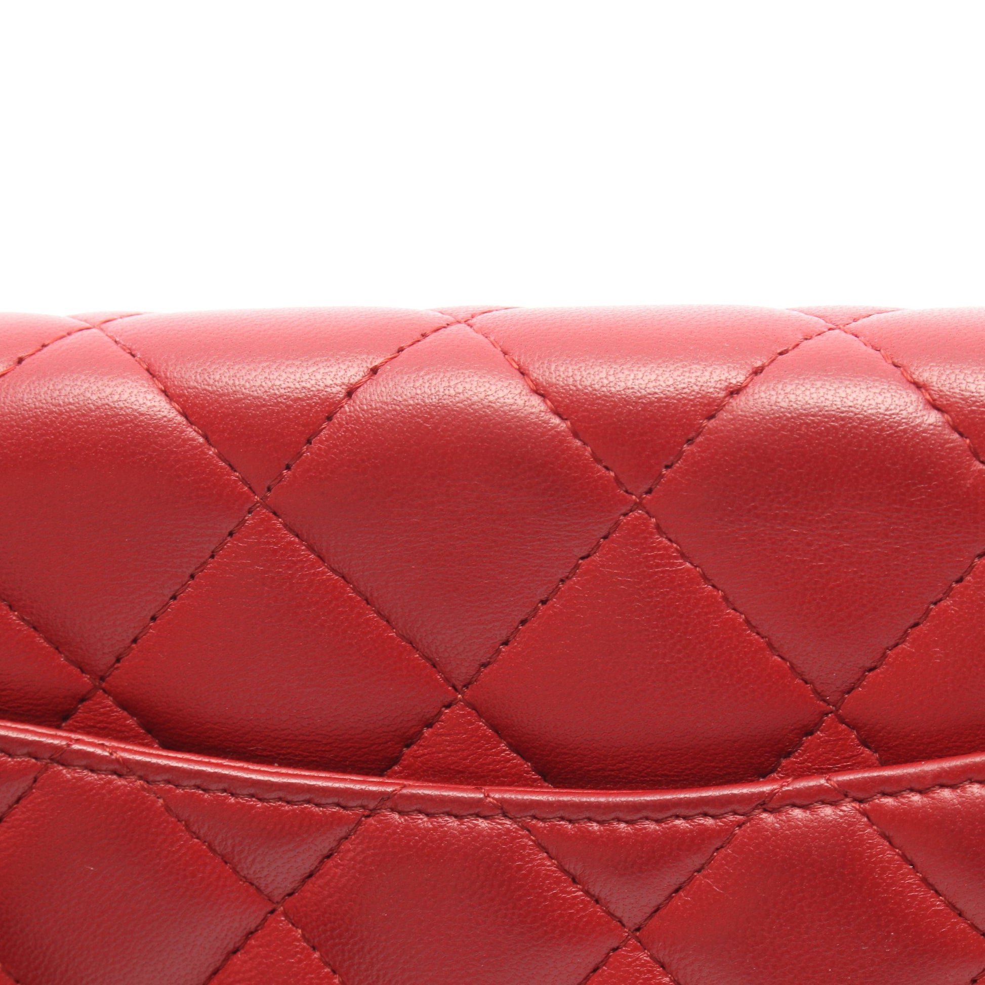 マトラッセ チェーンショルダーバッグ ラムスキン レッド シルバー金具 シャネル バッグ CHANEL