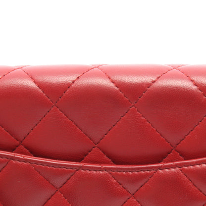 マトラッセ チェーンショルダーバッグ ラムスキン レッド シルバー金具 シャネル バッグ CHANEL
