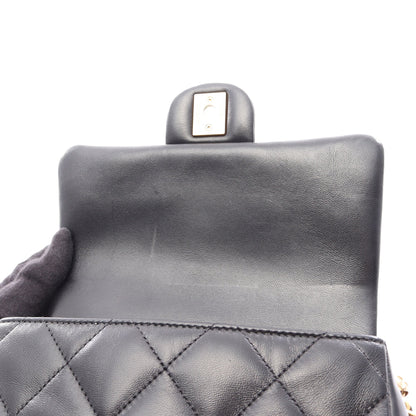 マトラッセ スモールフラップ チェーンショルダーバッグ ラムスキン ブラック ゴールド金具 シャネル バッグ CHANEL