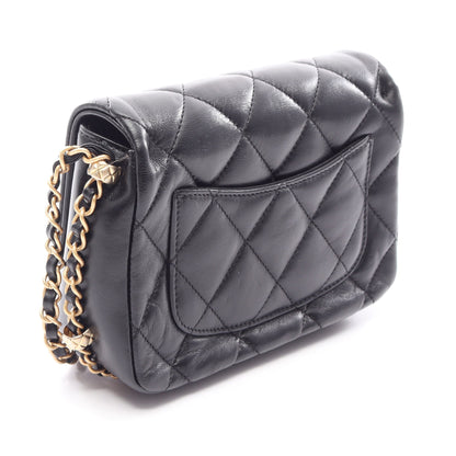 マトラッセ スモールフラップ チェーンショルダーバッグ ラムスキン ブラック ゴールド金具 シャネル バッグ CHANEL