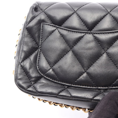 マトラッセ スモールフラップ チェーンショルダーバッグ ラムスキン ブラック ゴールド金具 シャネル バッグ CHANEL