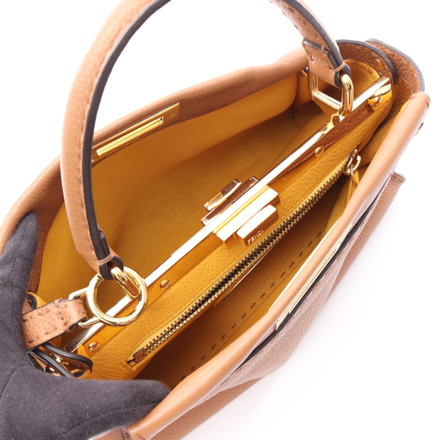 ピーカブー レギュラー 2WAY ハンドバッグ レザー ブラウン フェンディ バッグ FENDI