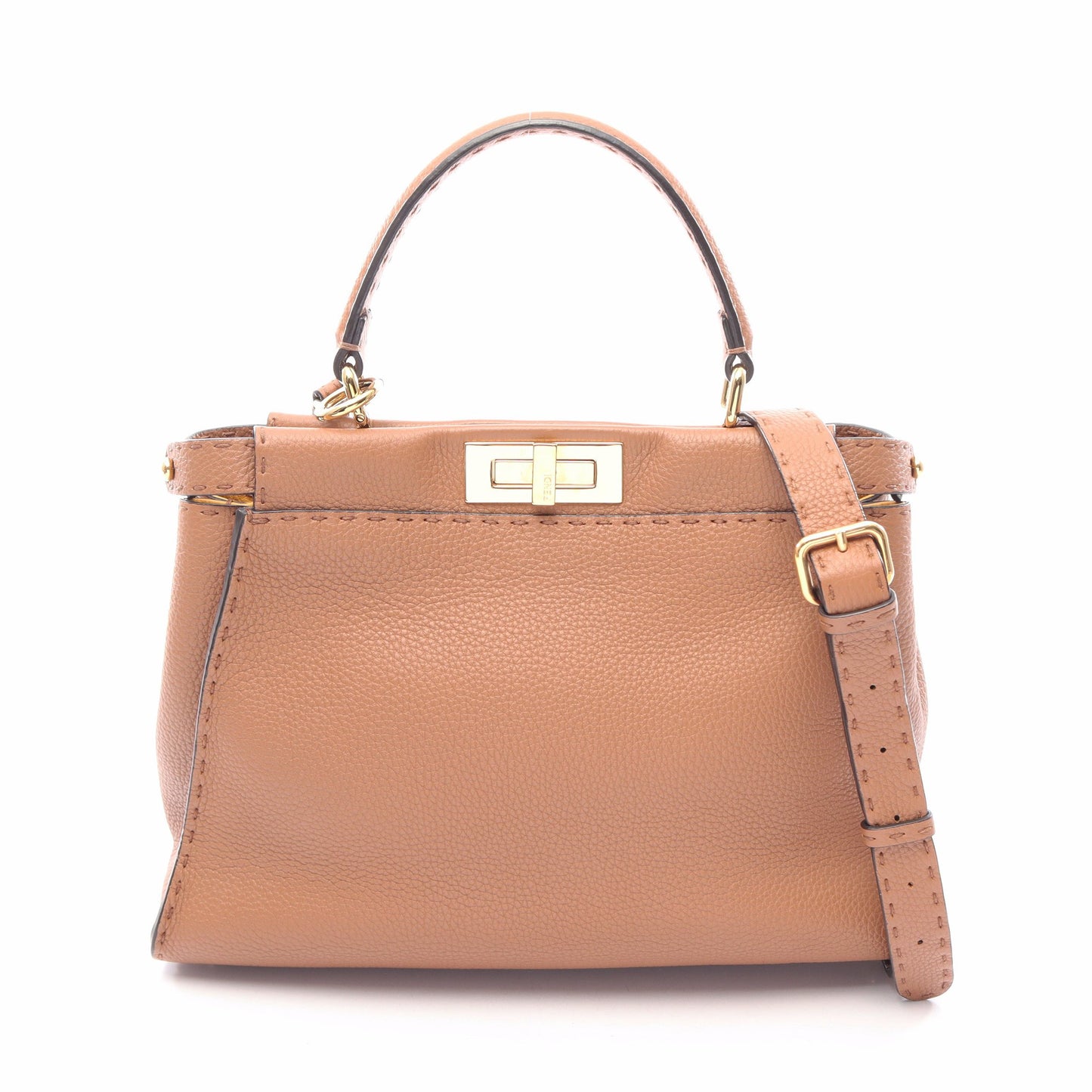 ピーカブー レギュラー 2WAY ハンドバッグ レザー ブラウン フェンディ バッグ FENDI
