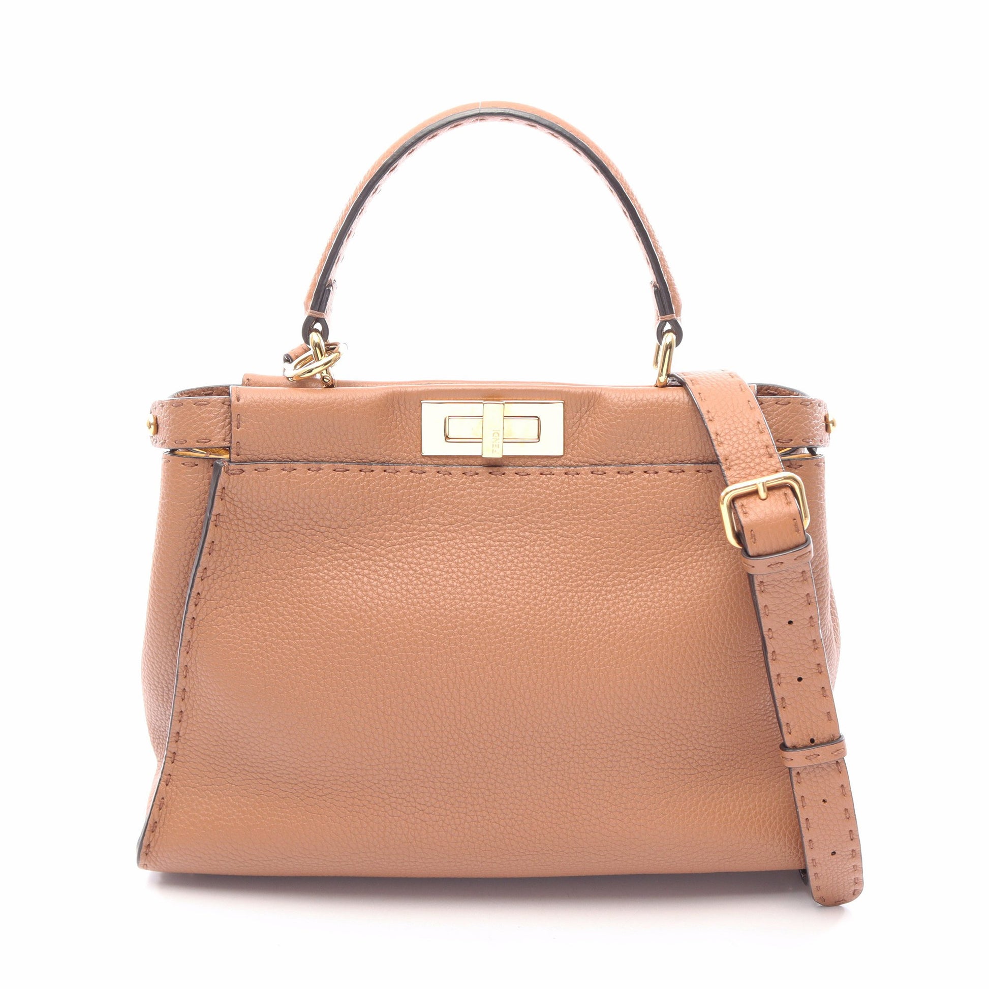 ピーカブー レギュラー 2WAY ハンドバッグ レザー ブラウン フェンディ バッグ FENDI