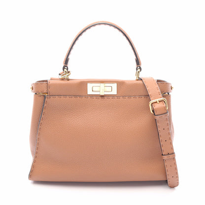 ピーカブー レギュラー 2WAY ハンドバッグ レザー ブラウン フェンディ バッグ FENDI