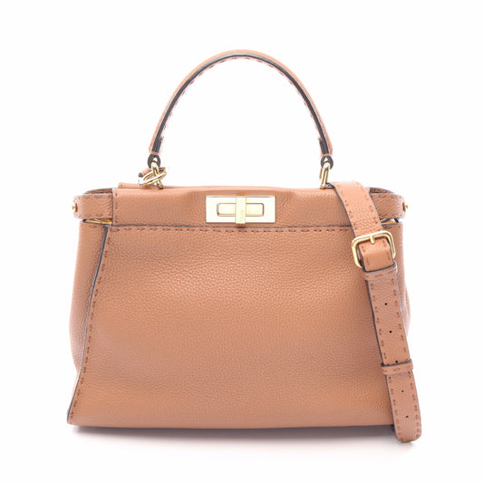 ピーカブー レギュラー 2WAY ハンドバッグ レザー ブラウン フェンディ バッグ FENDI