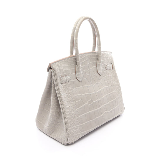 バーキン30 ハンドバッグ アリゲーターマット グレー ゴールド金具 C刻印 エルメス バッグ HERMES