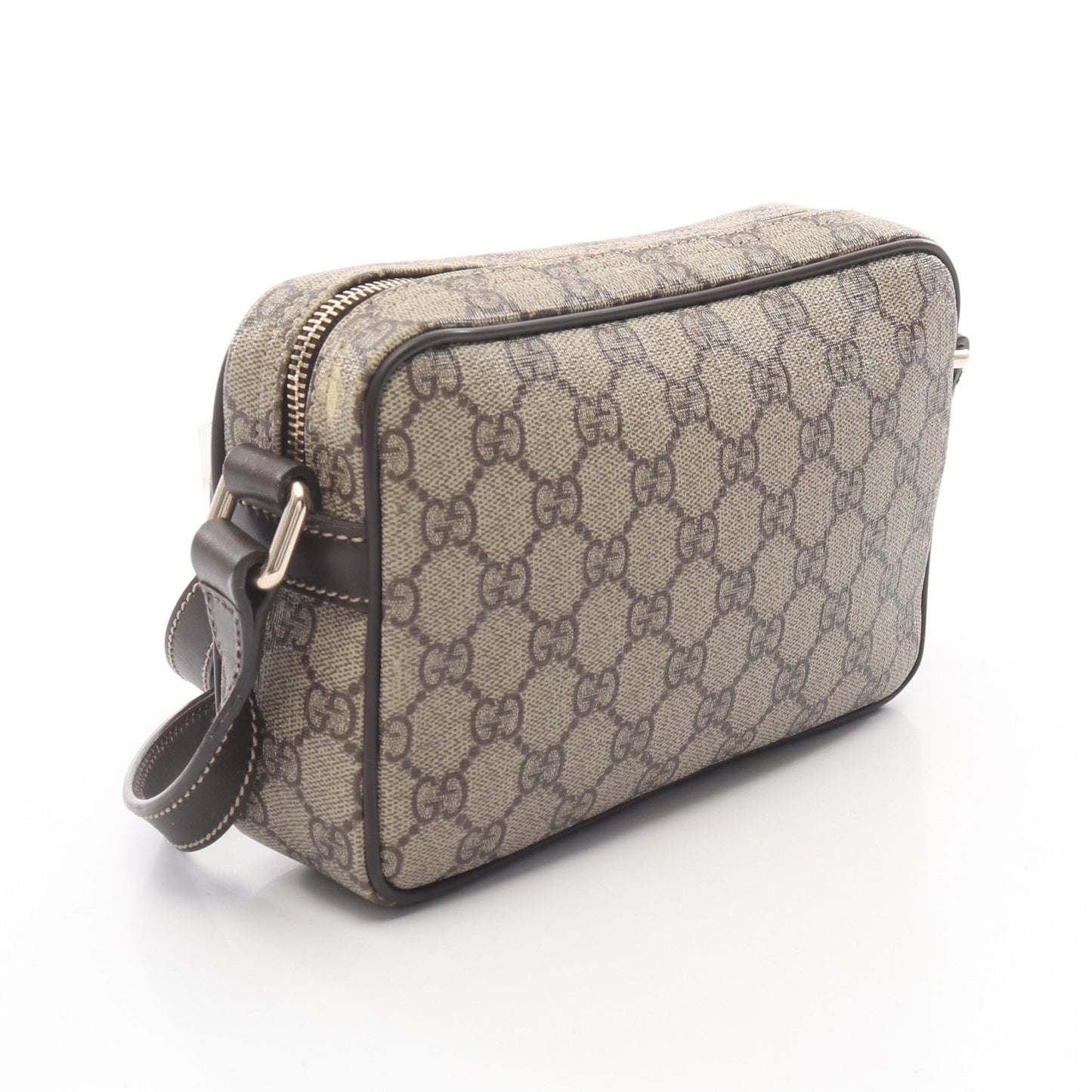 GGスプリーム ショルダーバッグ PVC レザー ベージュ ダークブラウン グッチ バッグ GUCCI