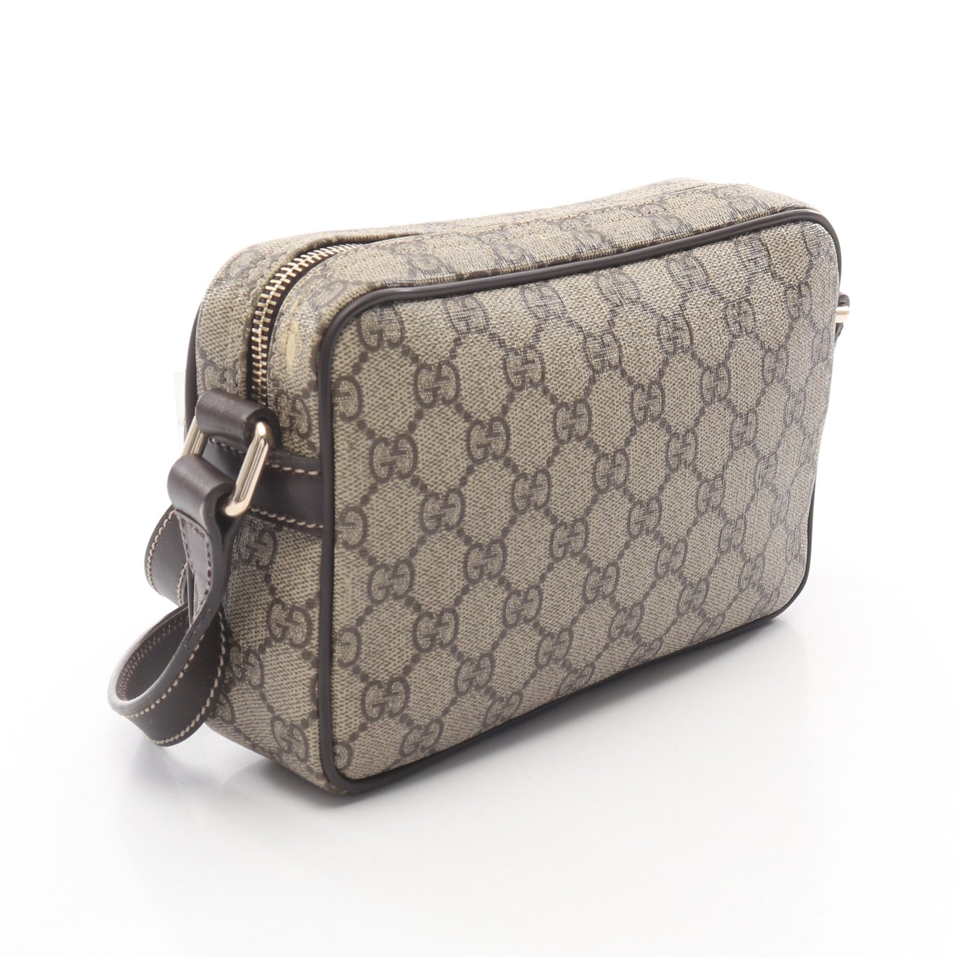 GGスプリーム ショルダーバッグ PVC レザー ベージュ ダークブラウン グッチ バッグ GUCCI