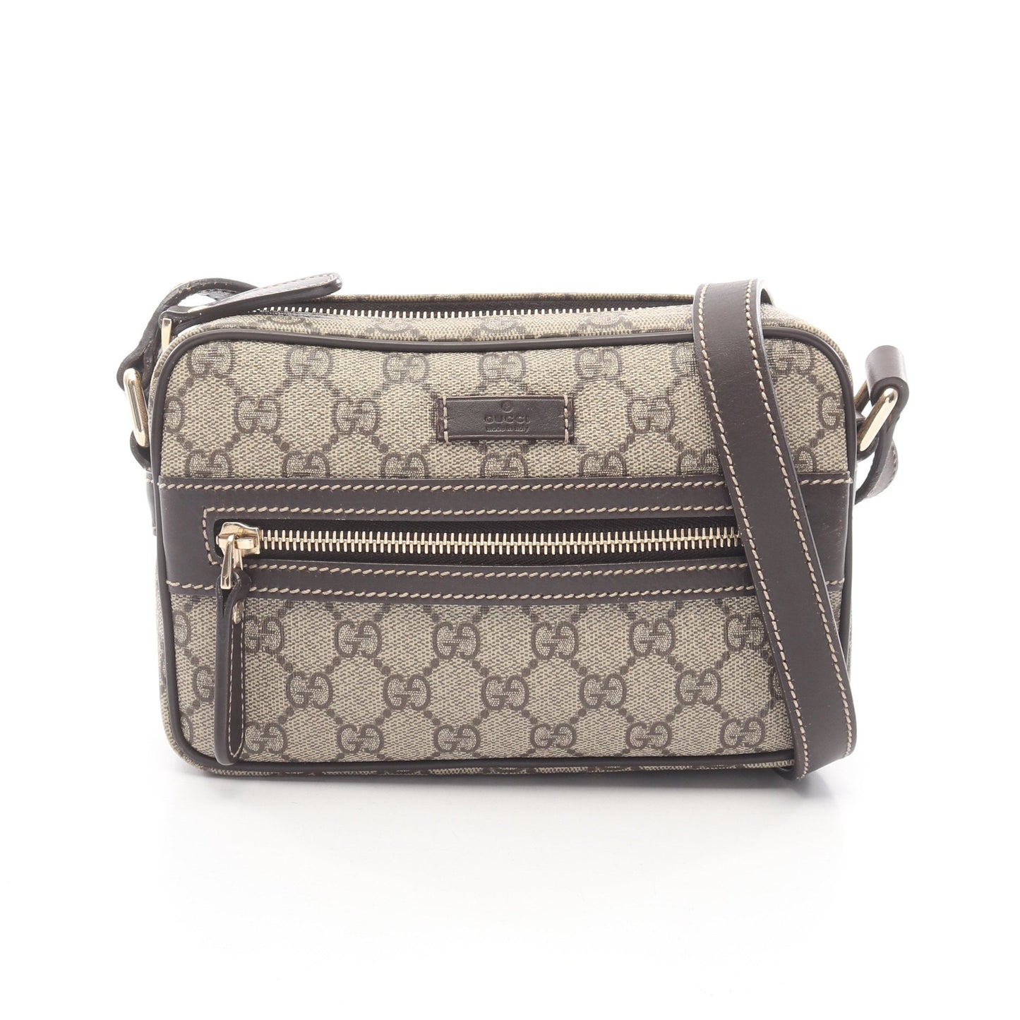 GGスプリーム ショルダーバッグ PVC レザー ベージュ ダークブラウン グッチ バッグ GUCCI