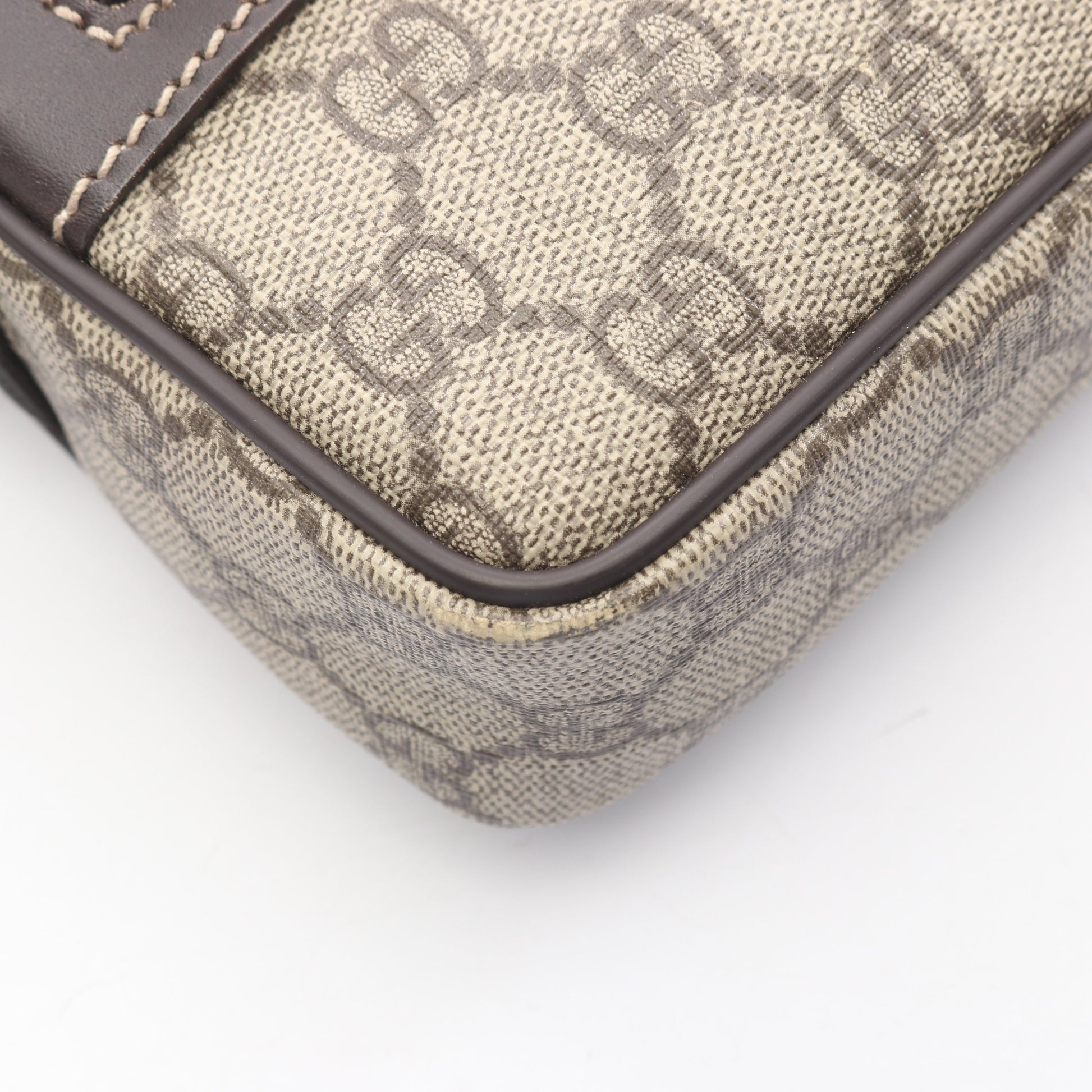 GGスプリーム ショルダーバッグ PVC レザー ベージュ ダークブラウン グッチ バッグ GUCCI